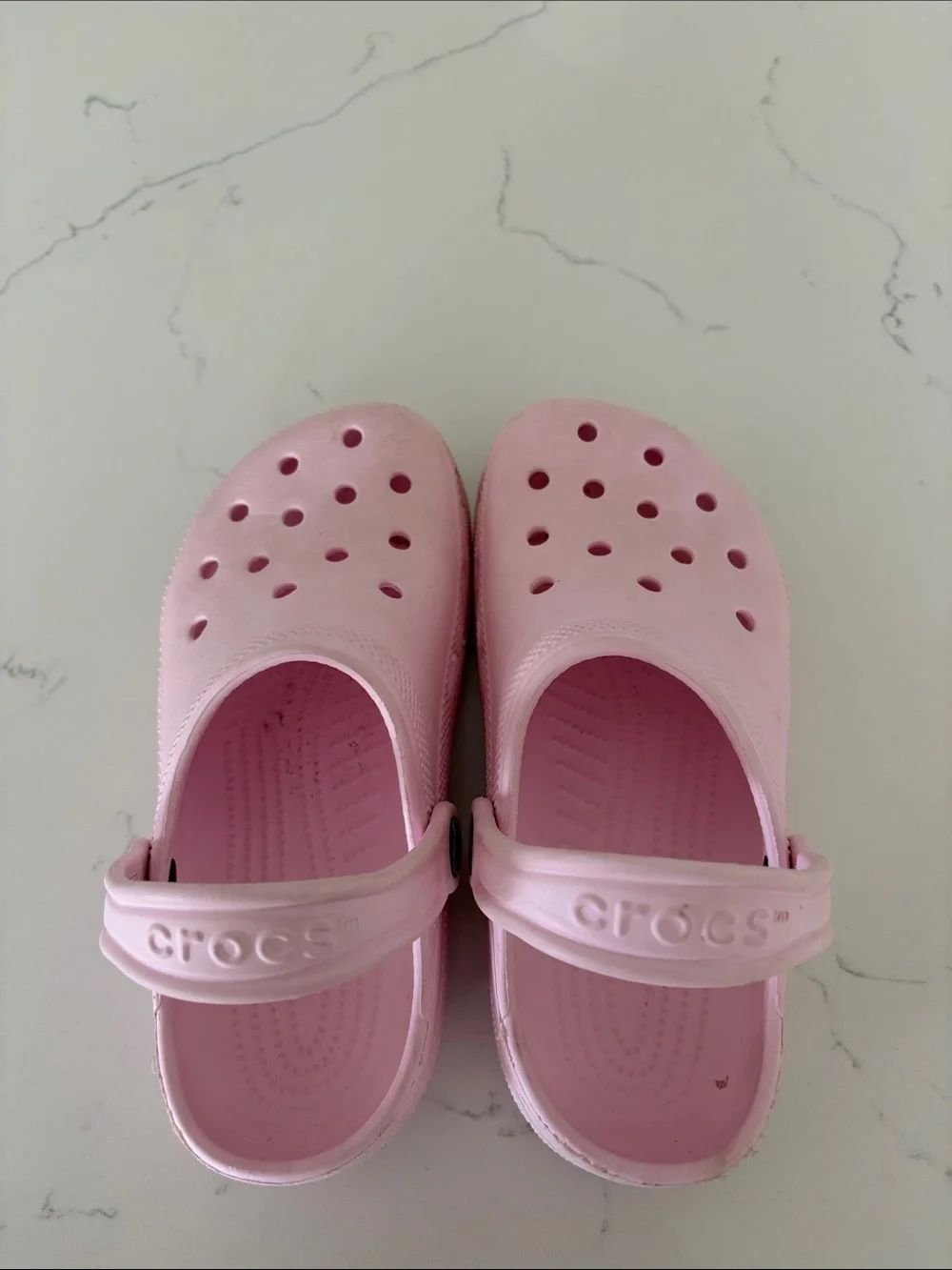 Kids Crocs Light Pink Casual Slip-On Sandals with Heel Strap